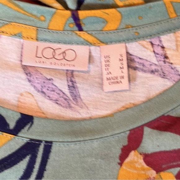 LOGO Lori Goldstein Green & Floral Jersey Knit Midi/ Maxi Dress Sz Sm Art 2 Wear - Picture 5 of 13